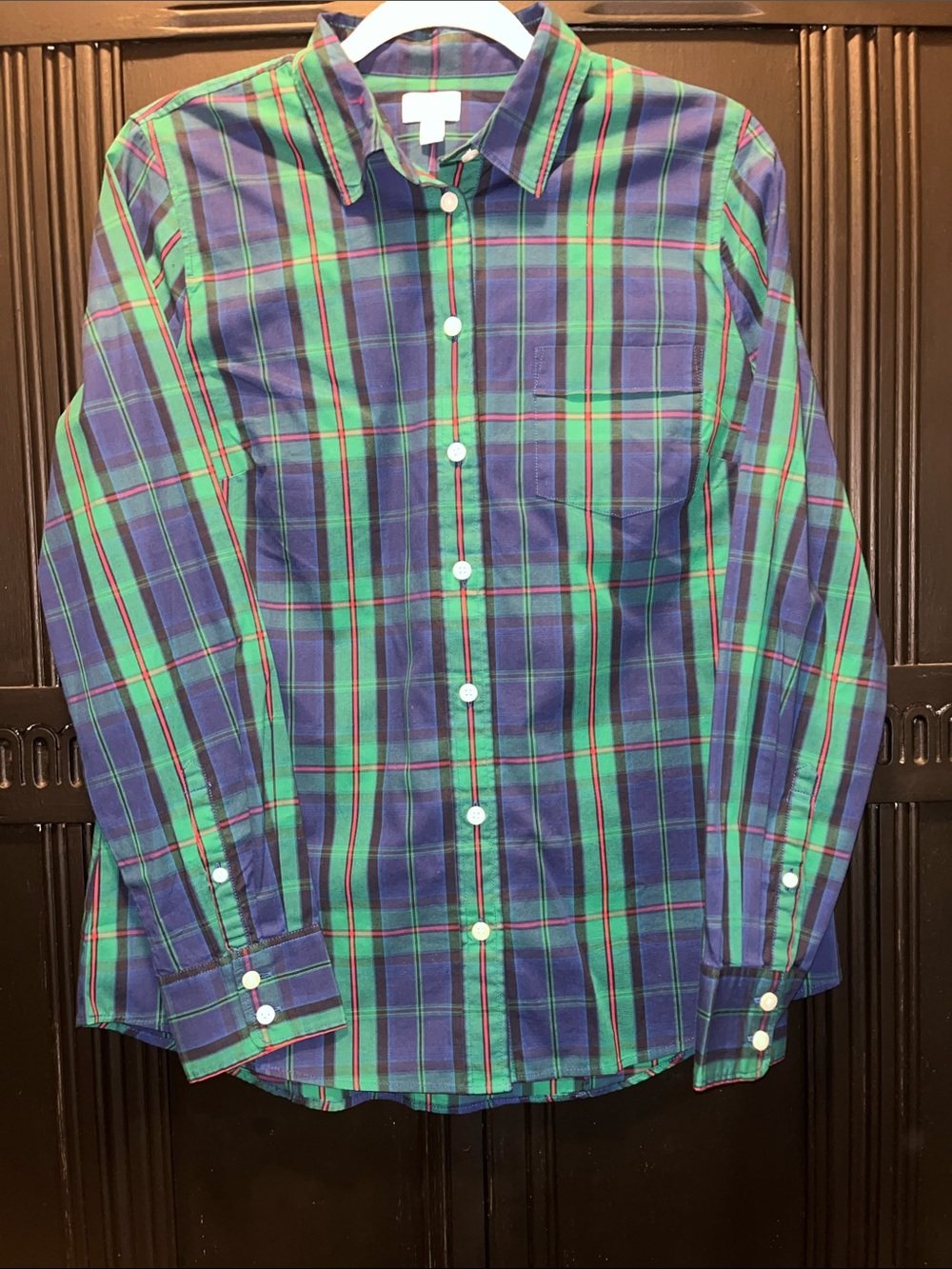J. Crew Green and Blue Plaid Button-Down Shirt